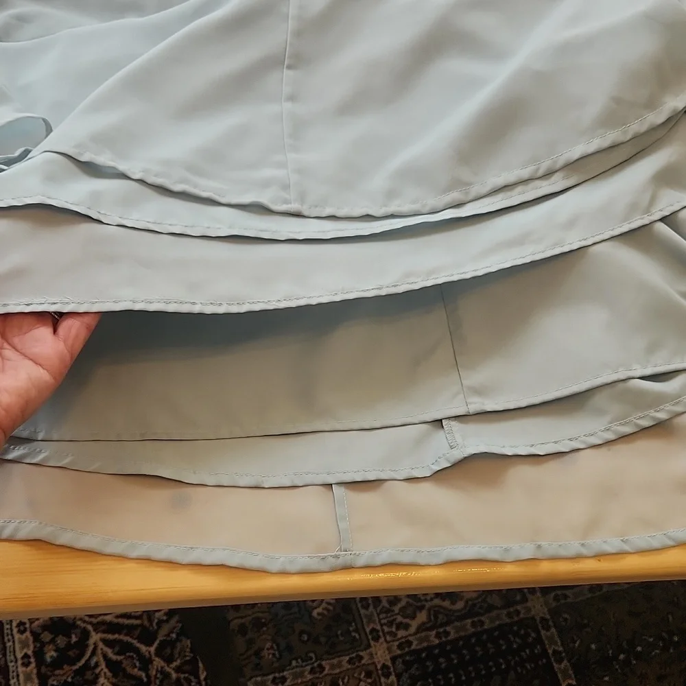 Revelry Amelia Formal Chiffon Bridesmaid Dress Tiered Ruffles Sage Size 14 - Picture 12 of 16